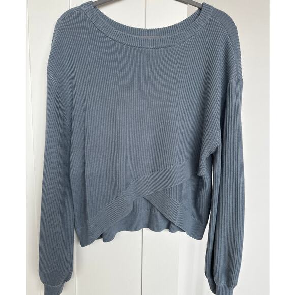 Lululemon Women's Reversible Crossover Crewneck Sweater, Chambray, Size 10, EUC - Picture 1 of 4